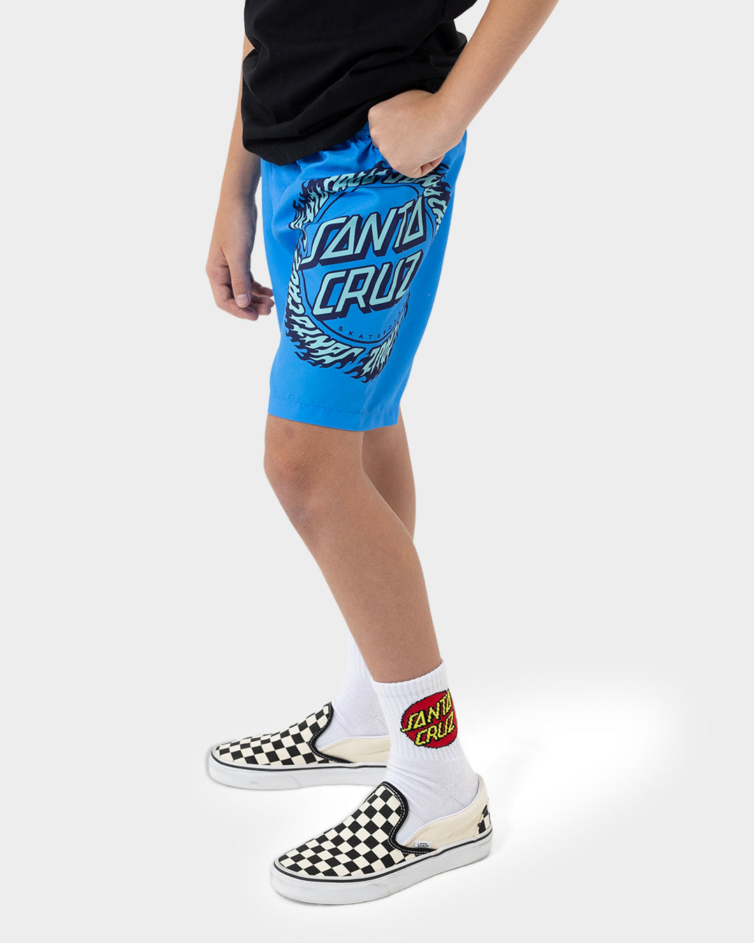 Flame Ringed Dot Boys Boardshort Blue
