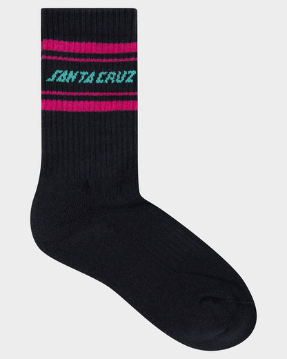 Multi Split Strip Boys Crew Socks 3 Pack Off Black-light Green-black