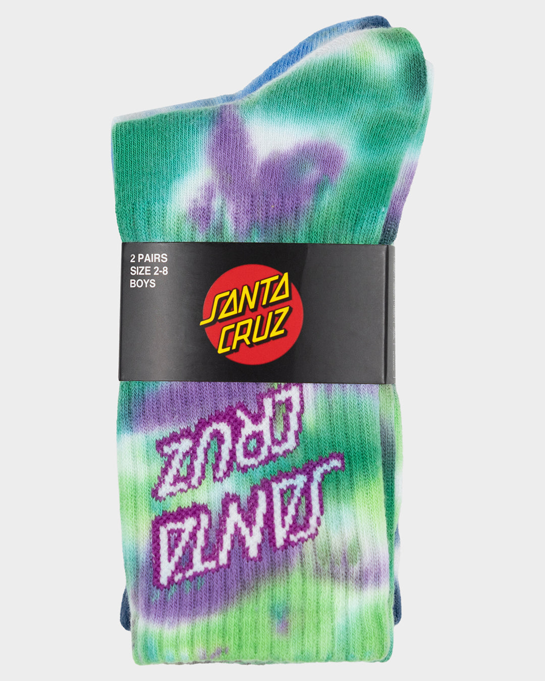 Stack Strip Boys Crew Socks 2 Pack Blue Tdye-light Green Tdye