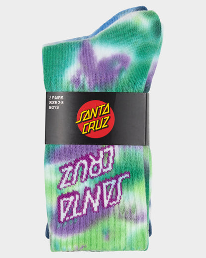 Stack Strip Boys Crew Socks 2 Pack Blue Tdye-light Green Tdye