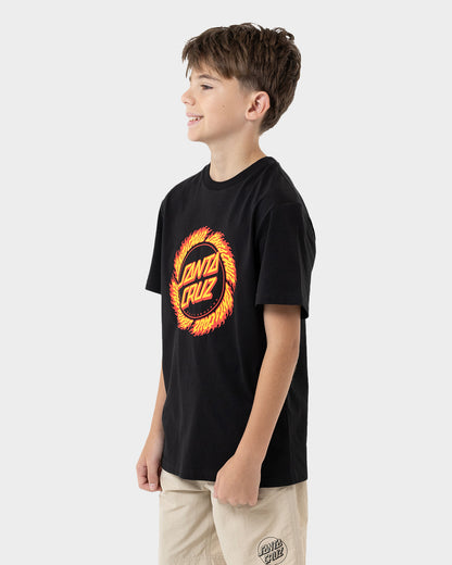 Flame Ringed Dot Boys T-shirt Black