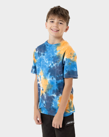 Industrial Dot Mono Boys T-shirt Blue Tie Dye