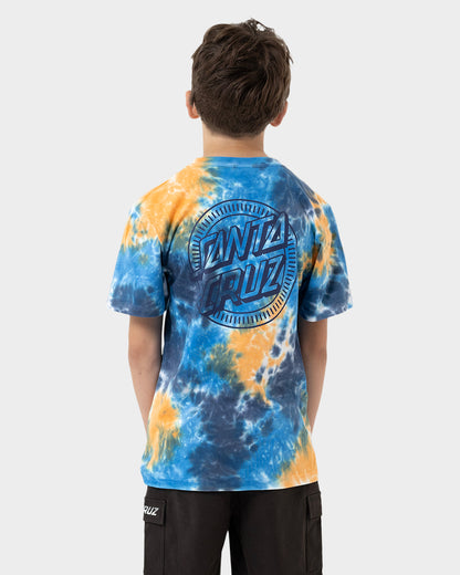 Industrial Dot Mono Boys T-shirt Blue Tie Dye