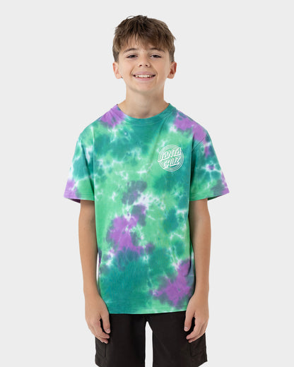 Industrial Dot Mono Boys T-shirt Light Green Tie Dye