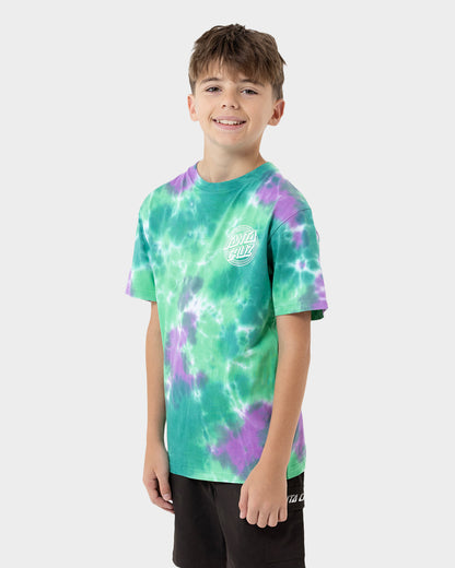 Industrial Dot Mono Boys T-shirt Light Green Tie Dye