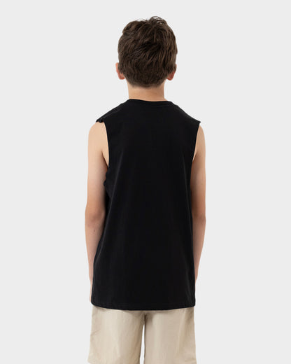 Flame Ringed Dot Boys Muscle T-shirt Black