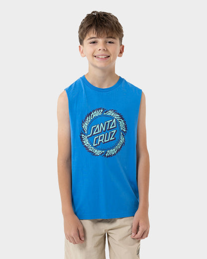 Flame Ringed Dot Boys Muscle T-shirt Blue