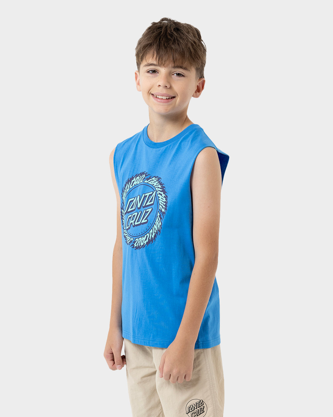 Flame Ringed Dot Boys Muscle T-shirt Blue