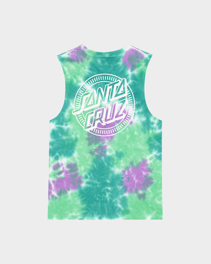 Industrial Dot Mono Boys Muscle T-shirt Light Green Tie Dye