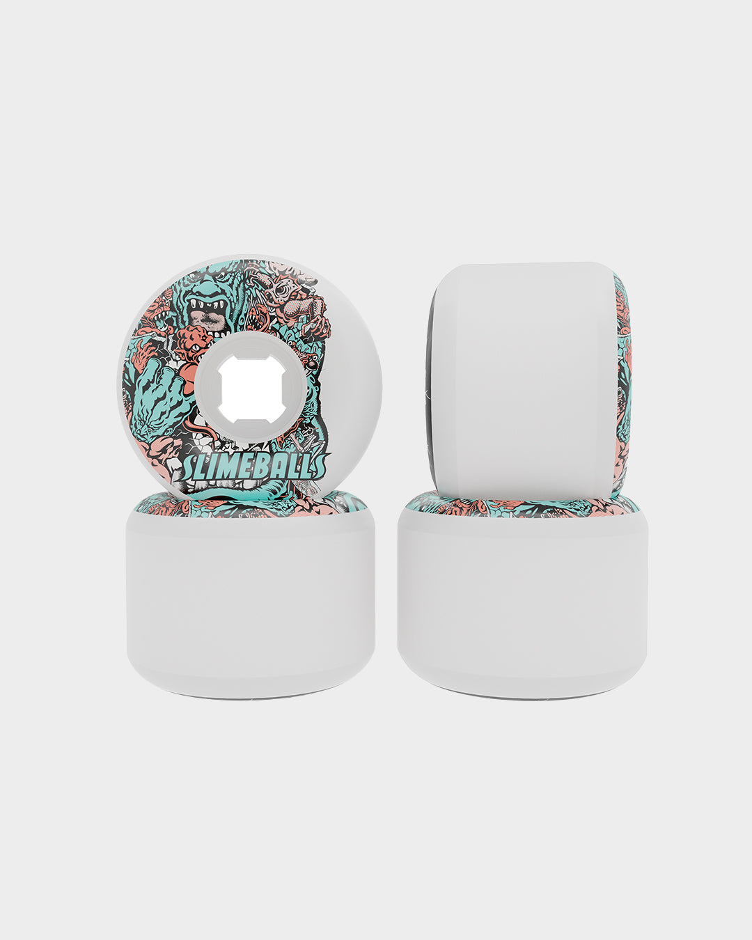 56mm Rob Roskopp Five Reissue White Full Combo 97a Skateboard Wheels Slime Balls