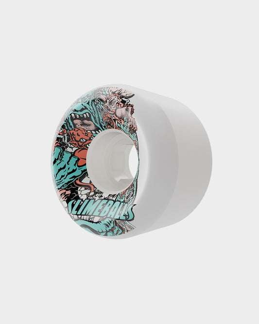 56mm Rob Roskopp Five Reissue White Full Combo 97a Skateboard Wheels Slime Balls