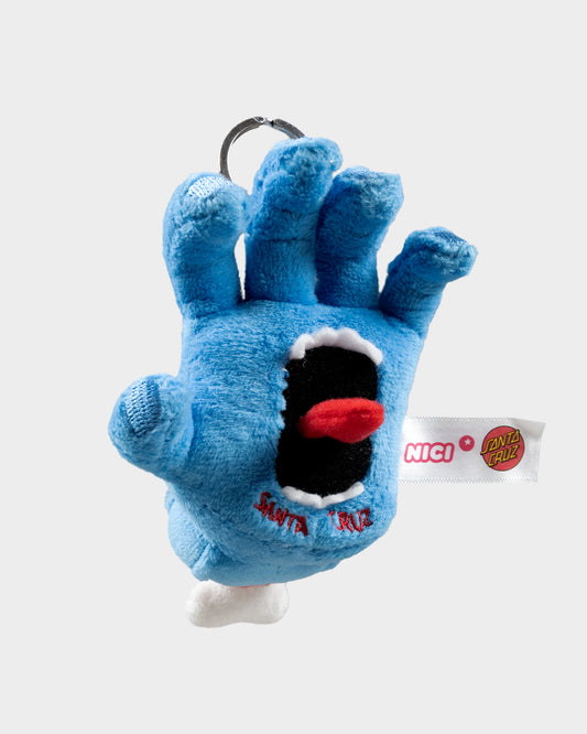 Screaming Hand Plush Keyring Blue