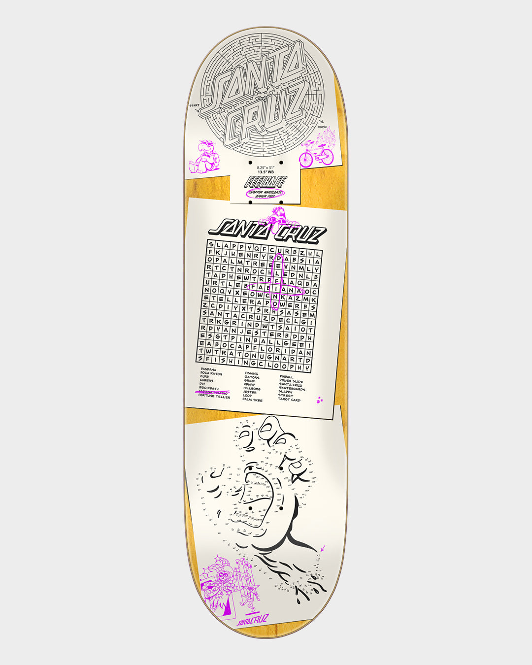 8.25in Delfino Scribble Feelbase Pro Santa Cruz Skateboard Deck Misc