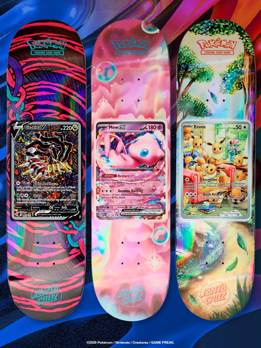 8.0in x 31.6in Pokémon TCG Blind Bag Santa Cruz Skateboard Deck