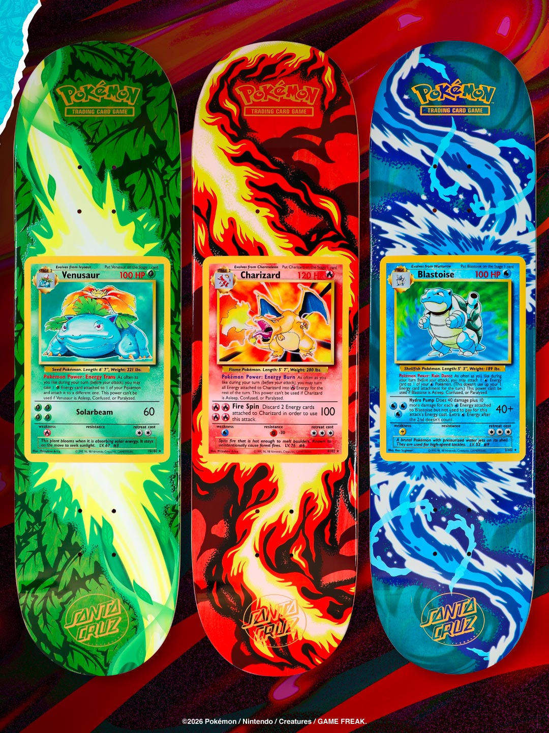 8.0in x 31.6in Pokémon TCG Blind Bag Santa Cruz Skateboard Deck