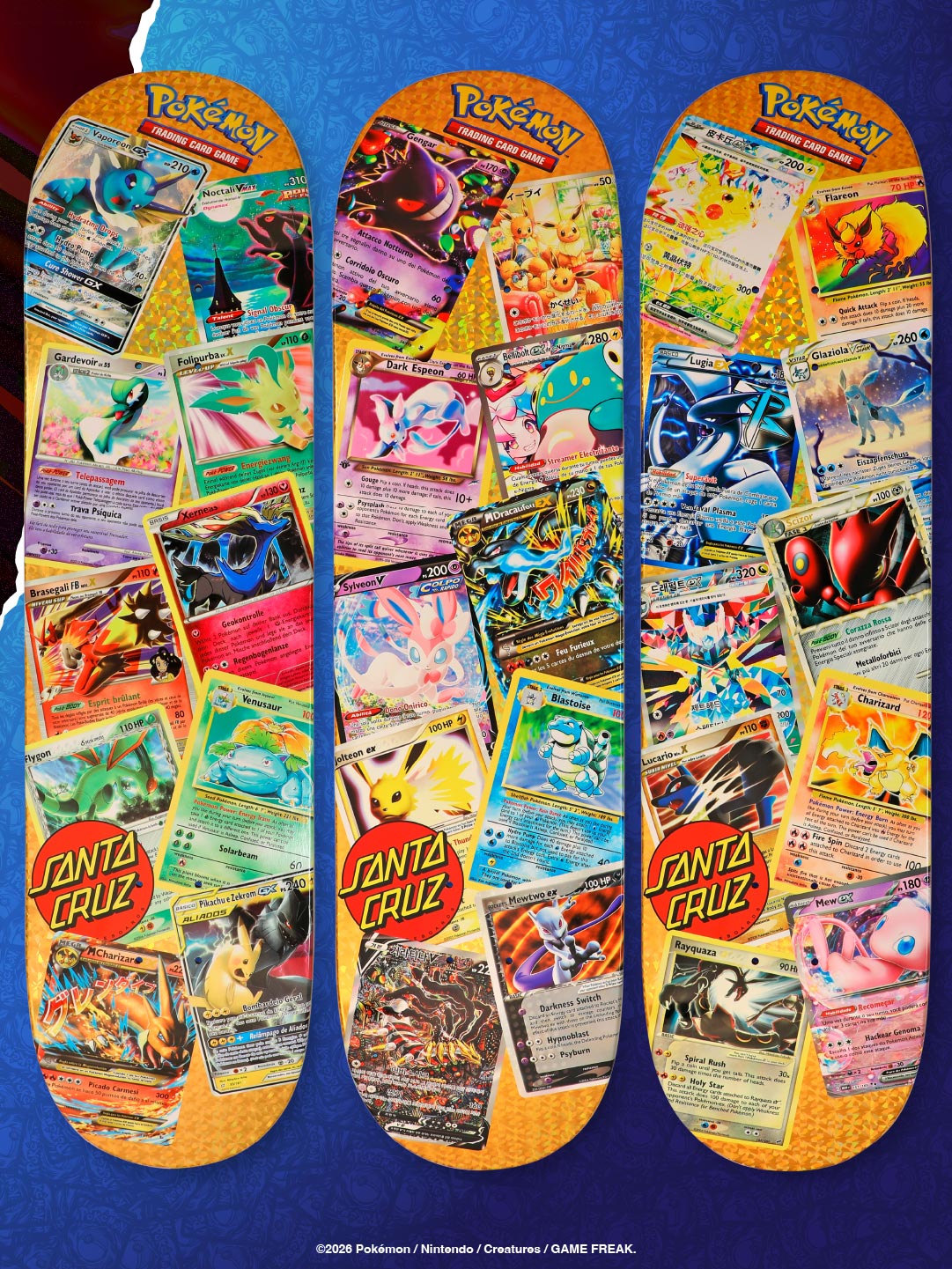 8.0in x 31.6in Pokémon TCG Blind Bag Santa Cruz Skateboard Deck