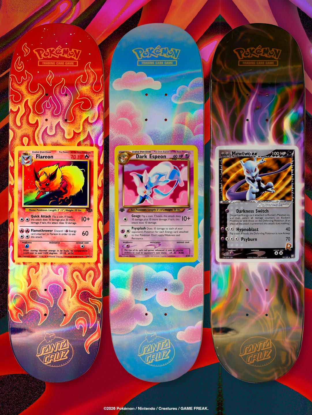 8.0in x 31.6in Pokémon TCG Blind Bag Santa Cruz Skateboard Deck
