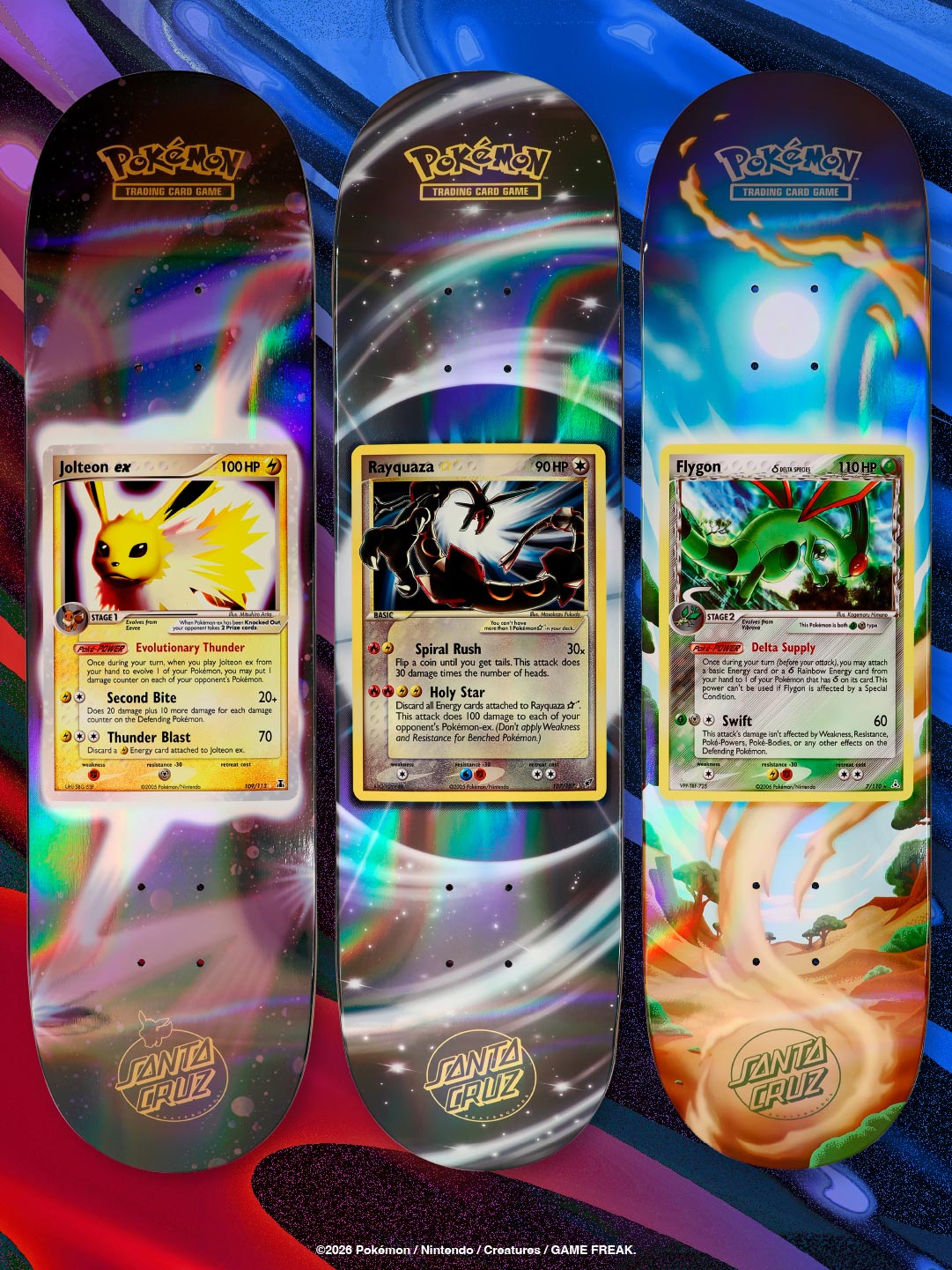 8.0in x 31.6in Pokémon TCG Blind Bag Santa Cruz Skateboard Deck