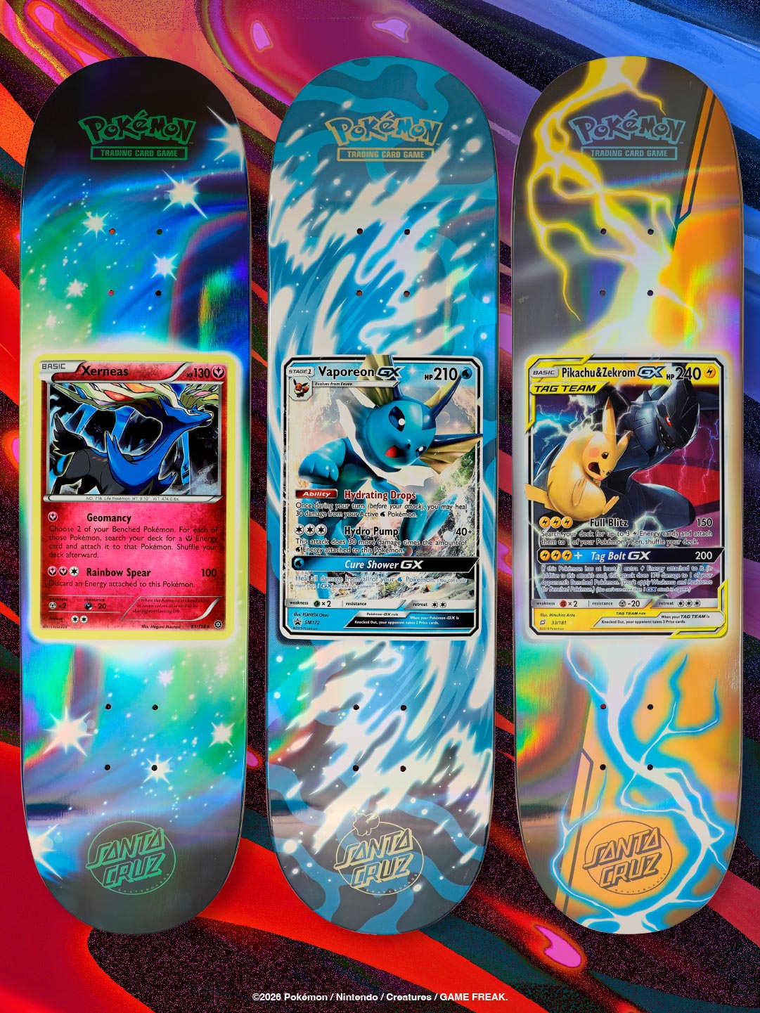 8.0in x 31.6in Pokémon TCG Blind Bag Santa Cruz Skateboard Deck