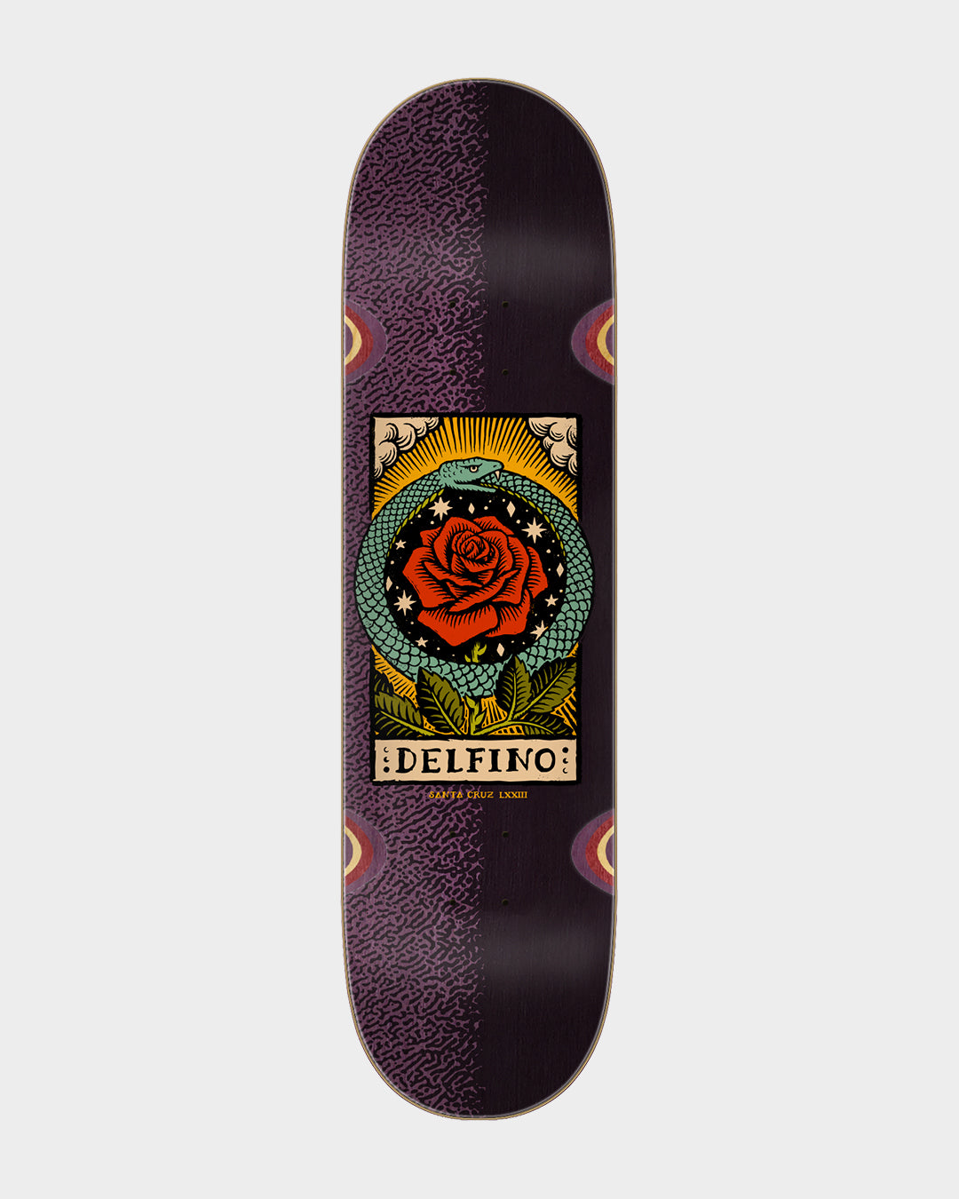 8.25in Delfino Ouroboros Pro Santa Cruz Skateboard Deck