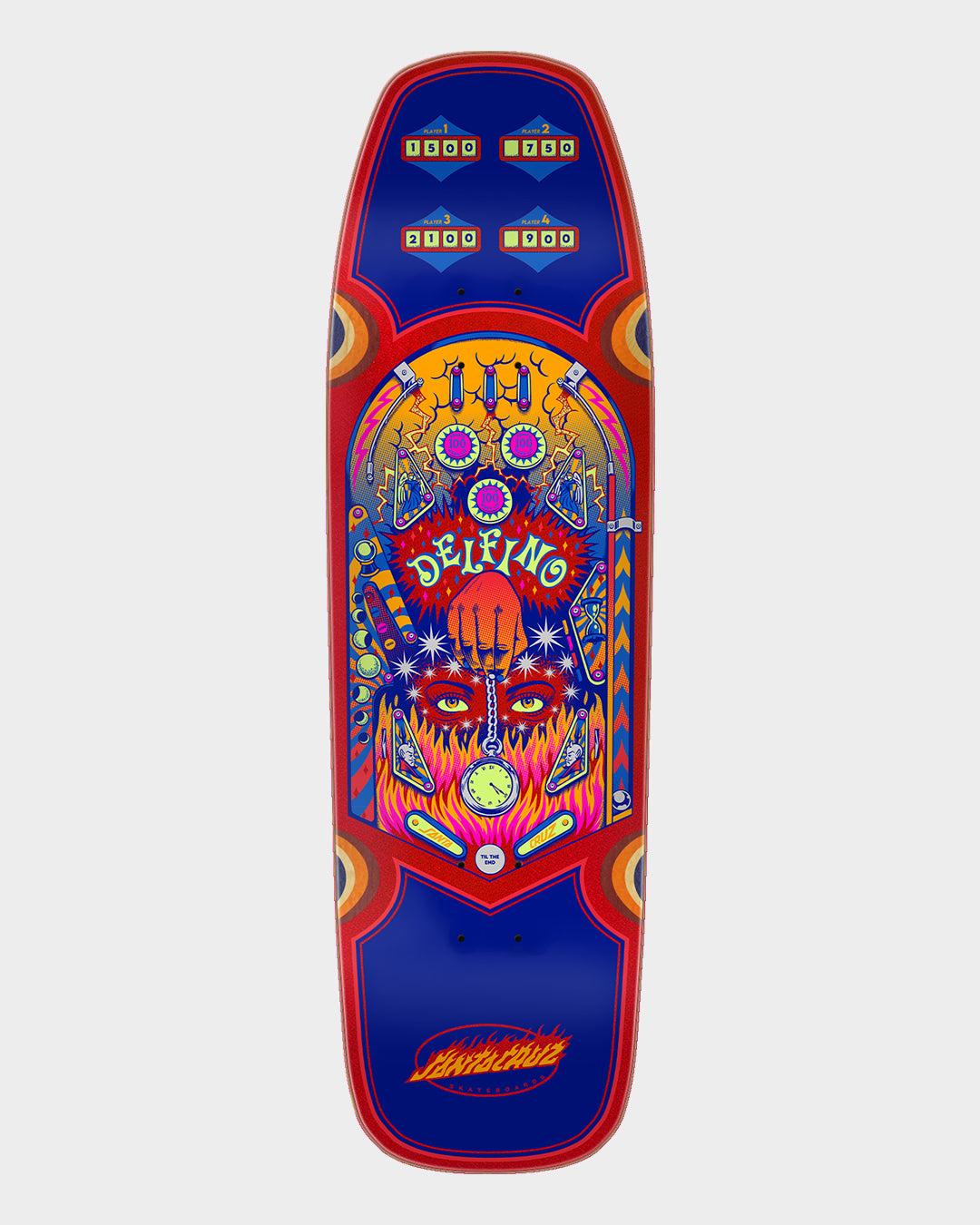 9.14in Fabiana Delfino Pinball Santa Cruz Shaped Skateboard Deck