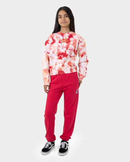 Free Spirit Floral Stack Girls Sweater Pink Coral Tie Dye