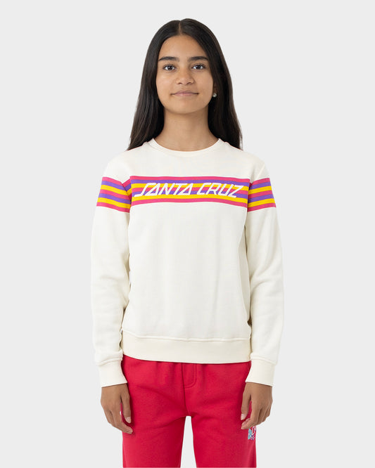 SC Rainbow Strip Girls Slim Fit Sweater Off White