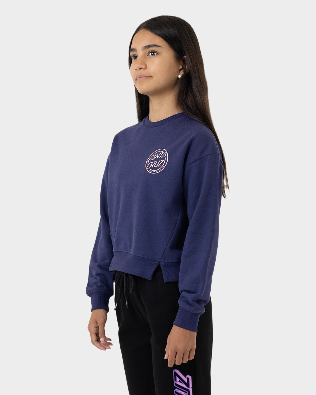 Triple Stroke Girls Sweater Dark Blue