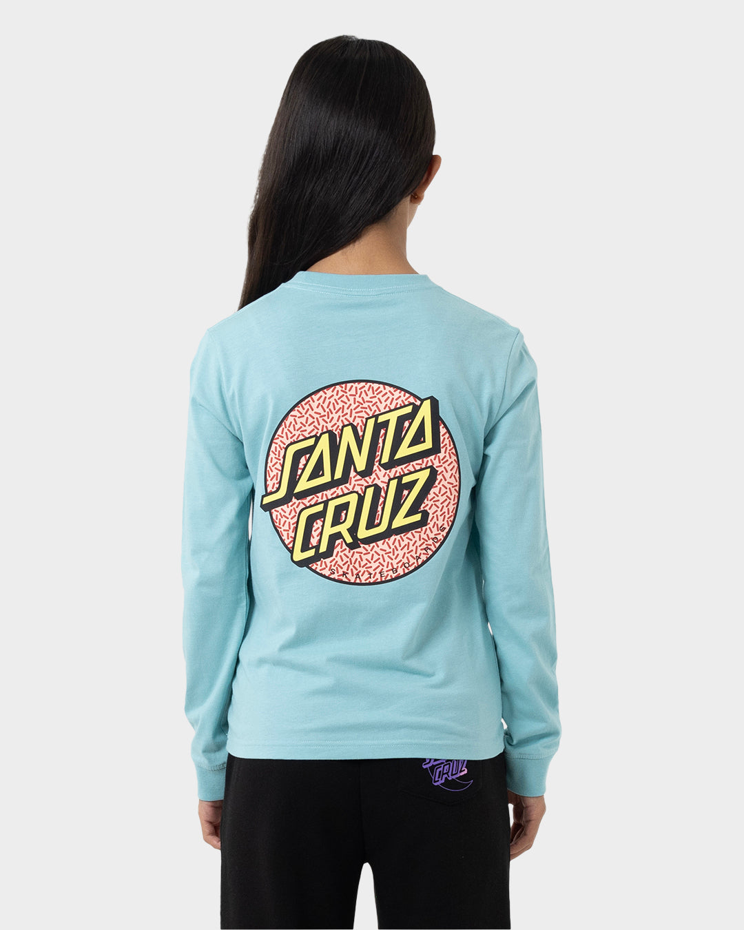 Sprinkle Dot Girls Long Sleeve T-shirt Turquoise