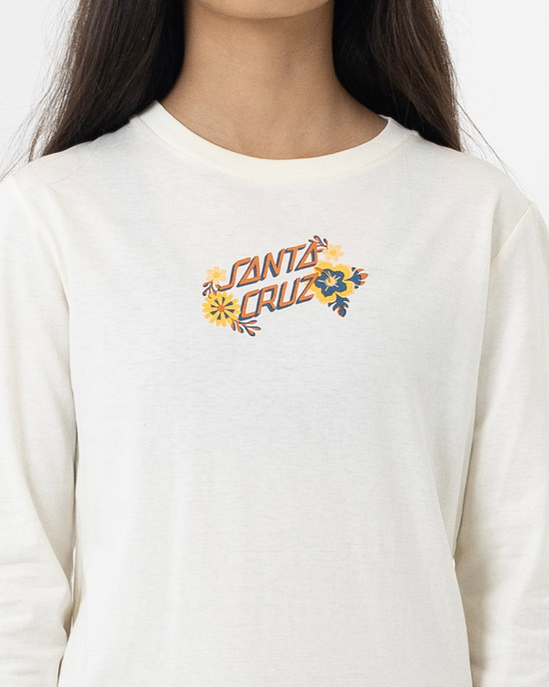 Free Spirit Floral Girls Long Sleeve T-shirt Cream