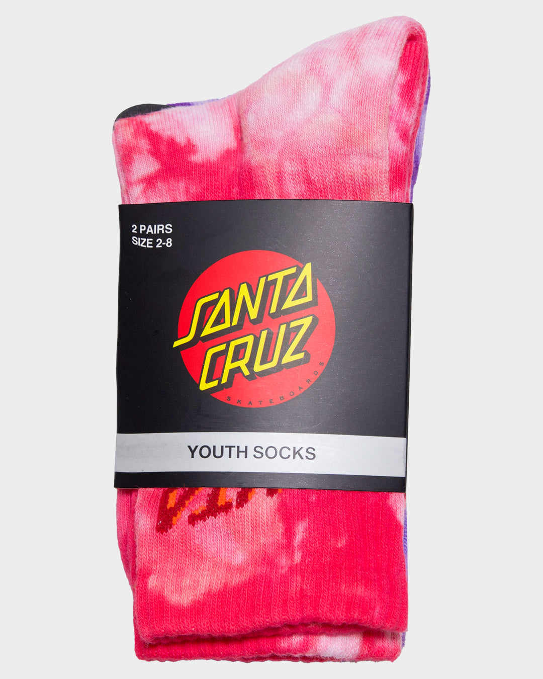 Free Spirit Stack Girls Crew Sock (2 Pack) Pnk Coral Tdye-iris Tdye