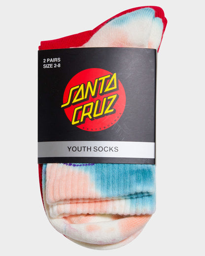 Moon Dot Outline Girls Mid Sock (2 Pack) Turquoise Tdye-rose