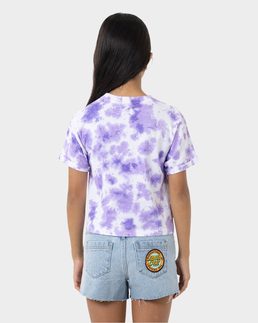 Free Spirit Floral Stack Girls Cropped T-shirt Iris Tie Dye