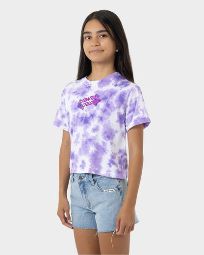 Free Spirit Floral Stack Girls Cropped T-shirt Iris Tie Dye