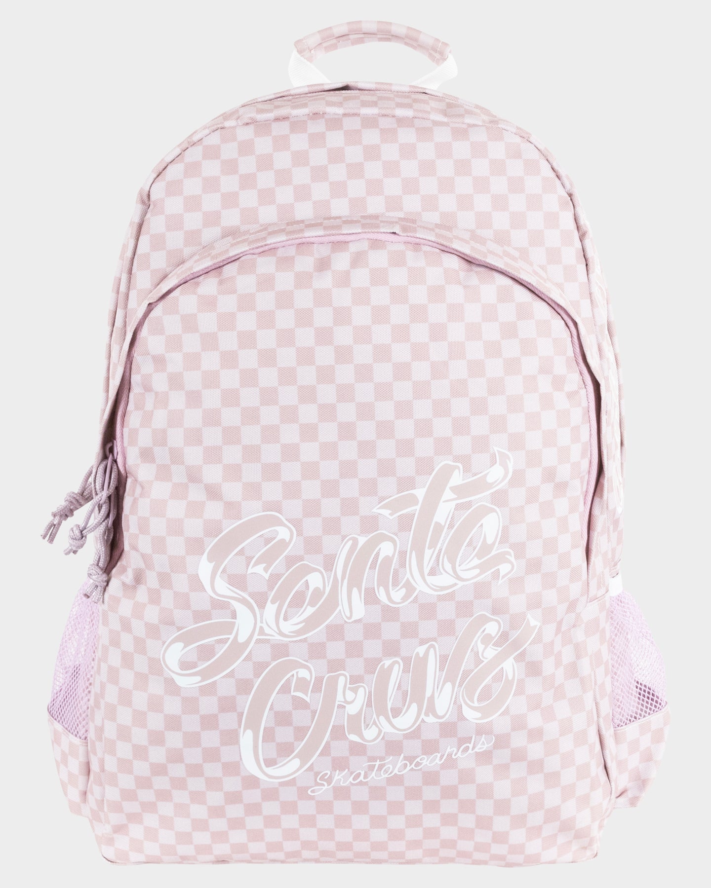 Ribbon Script Checkboard Girls Backpack Pink