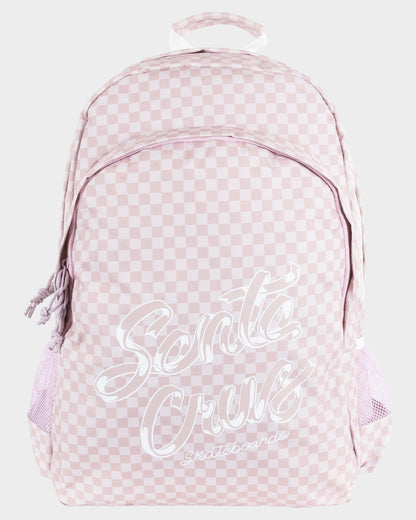 Ribbon Script Checkboard Girls Backpack Pink