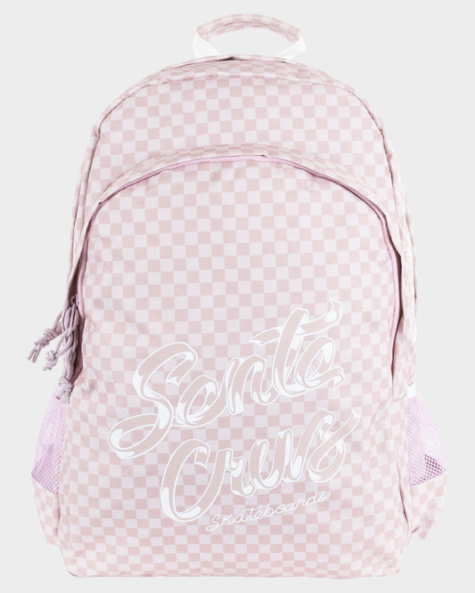 Ribbon Script Checkboard Girls Backpack Pink