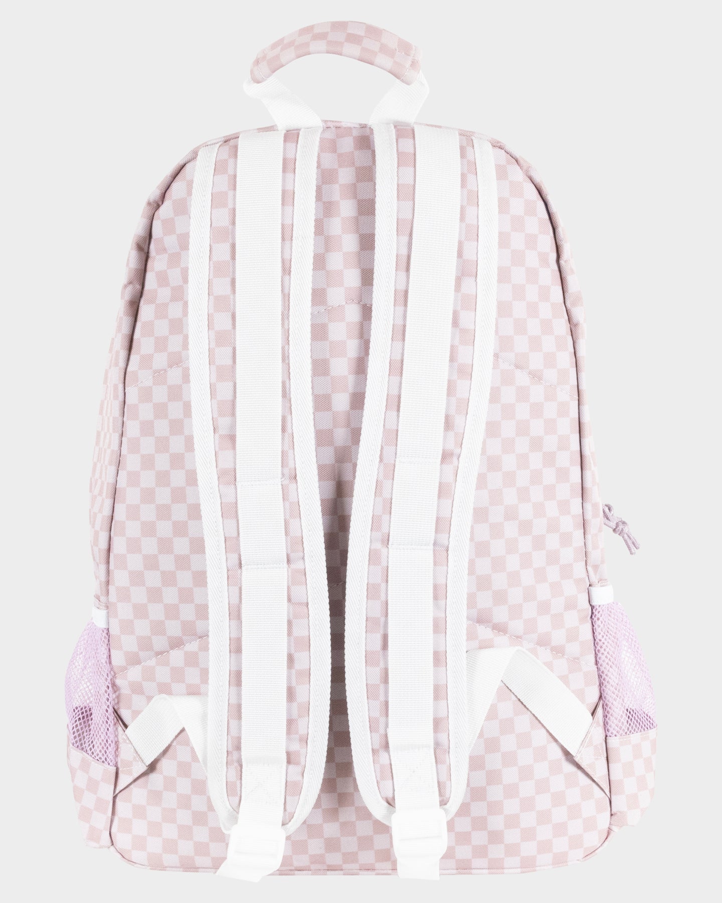 Ribbon Script Checkboard Girls Backpack Pink