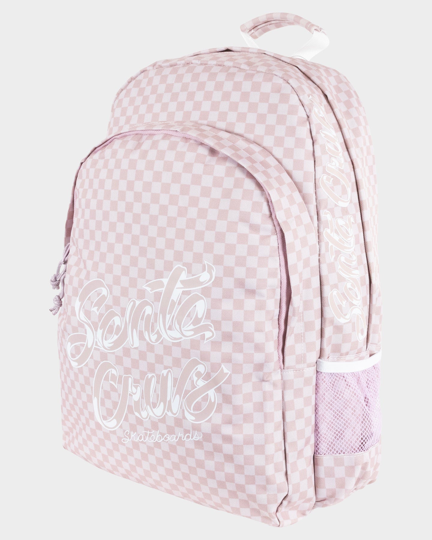 Ribbon Script Checkboard Girls Backpack Pink
