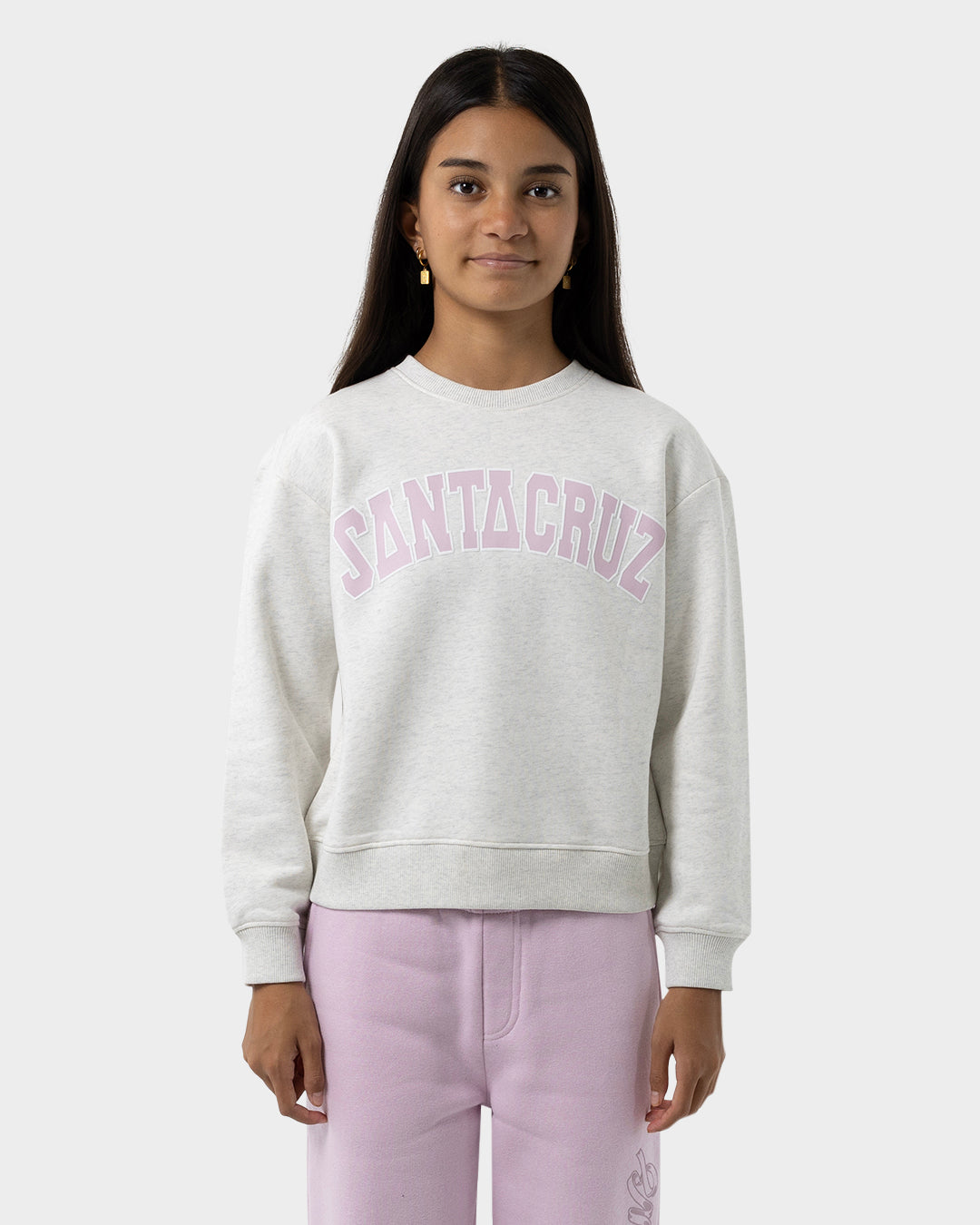 Collegiate Strip Girls Sweater White Marle