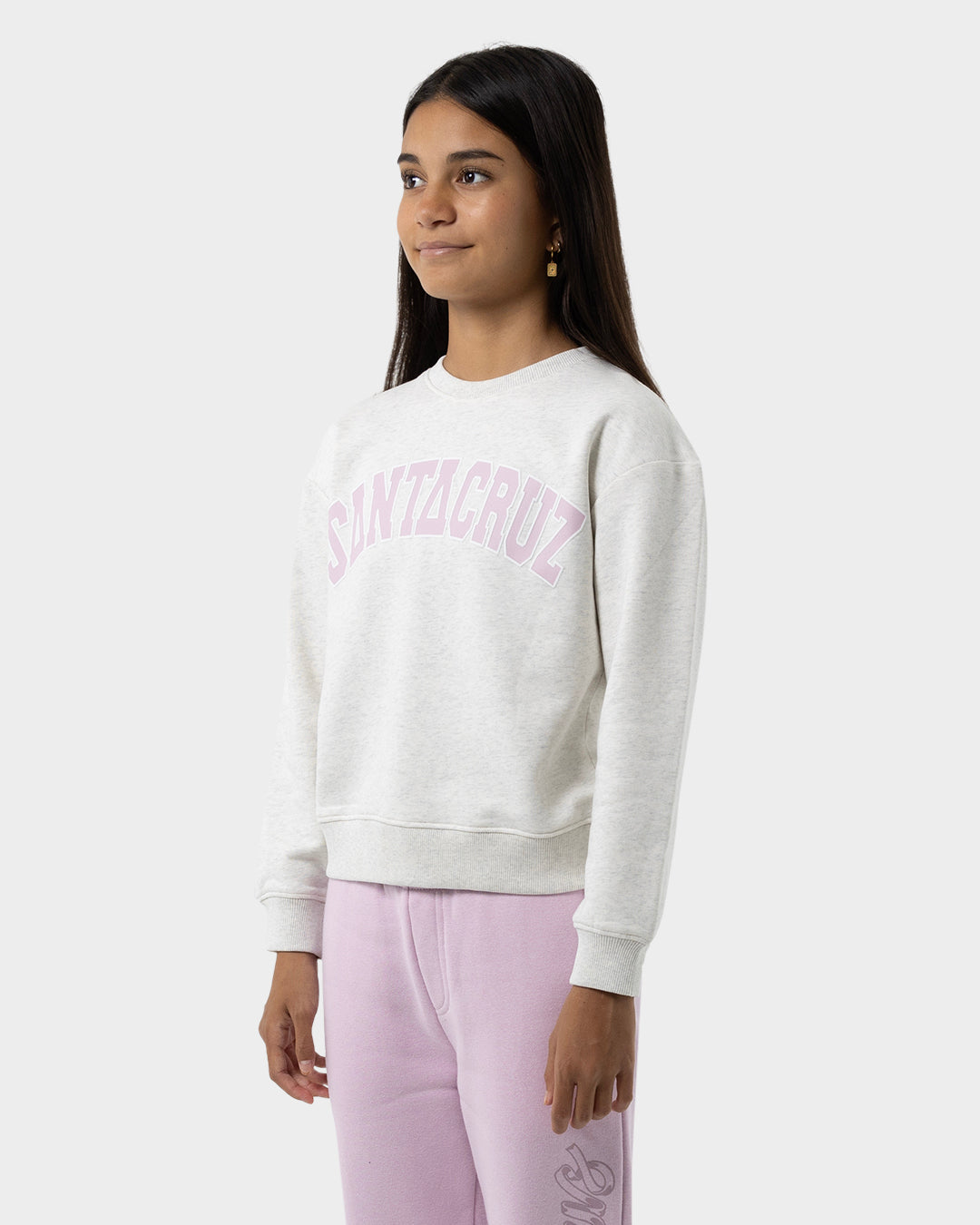 Collegiate Strip Girls Sweater White Marle