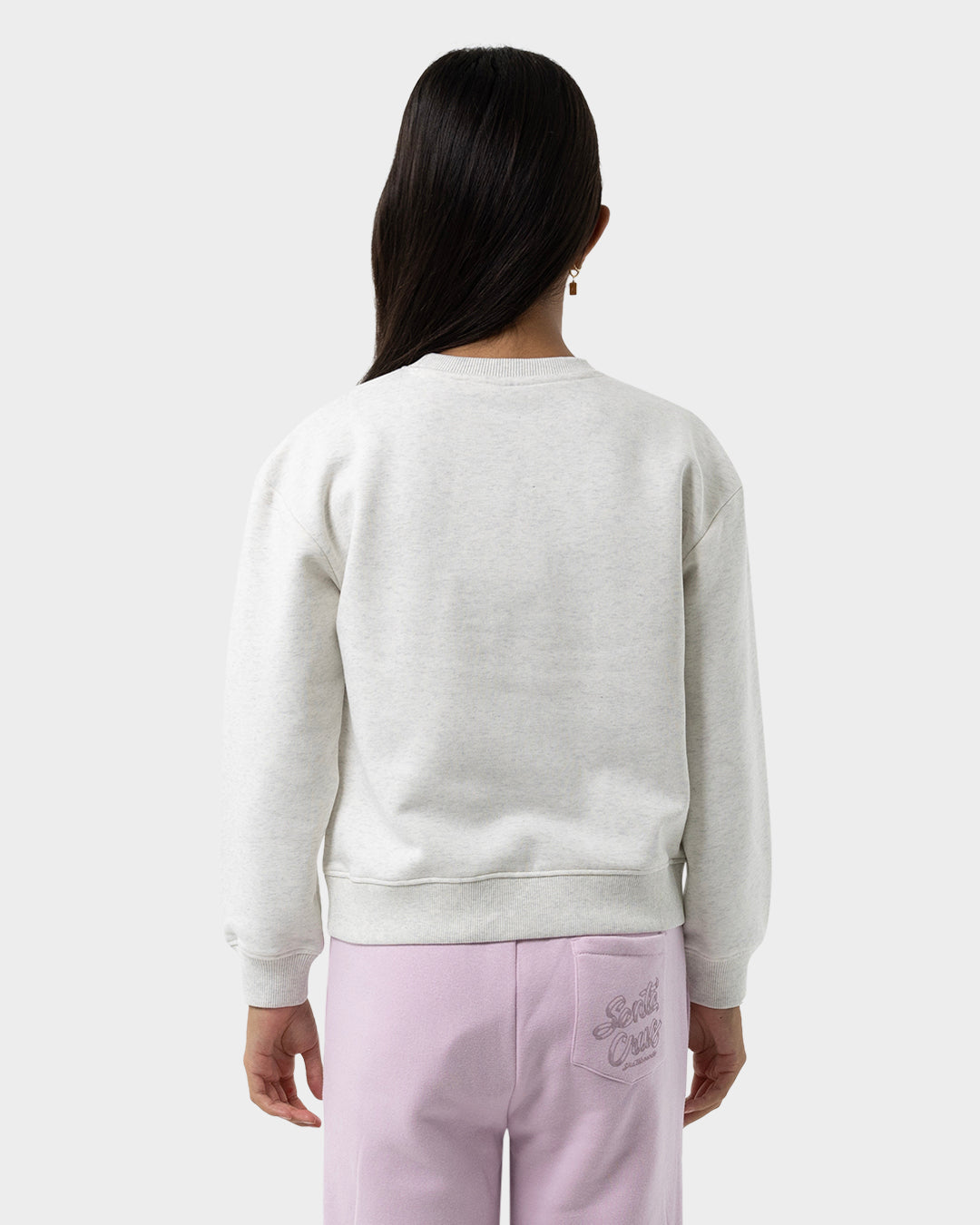 Collegiate Strip Girls Sweater White Marle