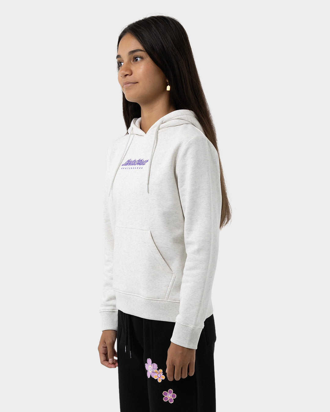 Fusion Flame Stack Strip Girls Pullover Hoodie White Marle