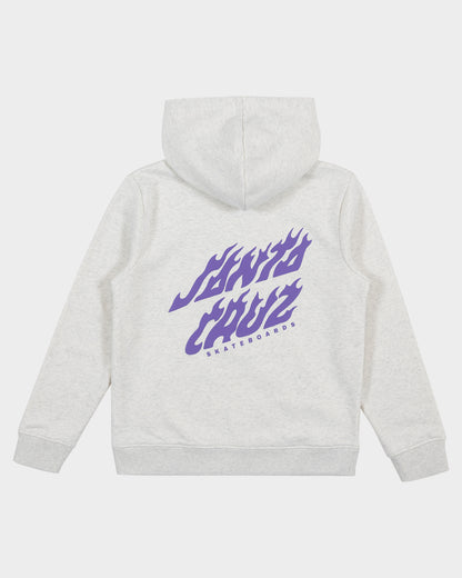 Fusion Flame Stack Strip Girls Pullover Hoodie White Marle