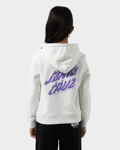 Fusion Flame Stack Strip Girls Pullover Hoodie White Marle