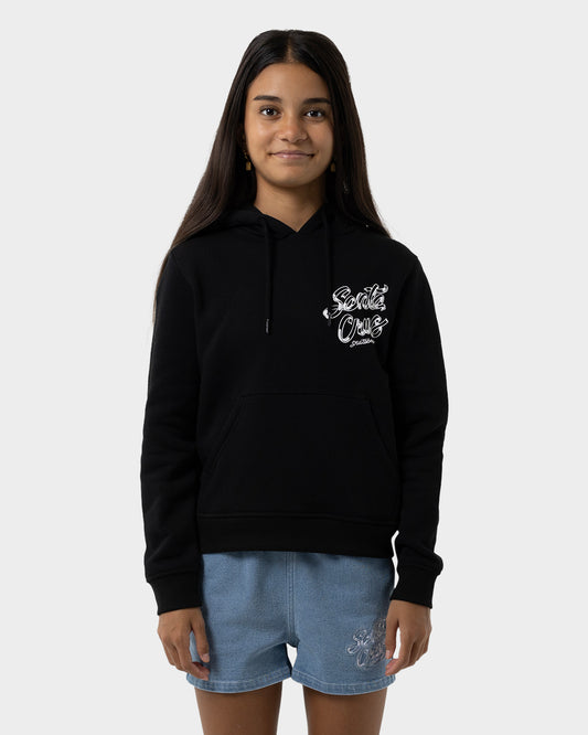 OS Ribbon Script Girls Pullover Hoodie Black