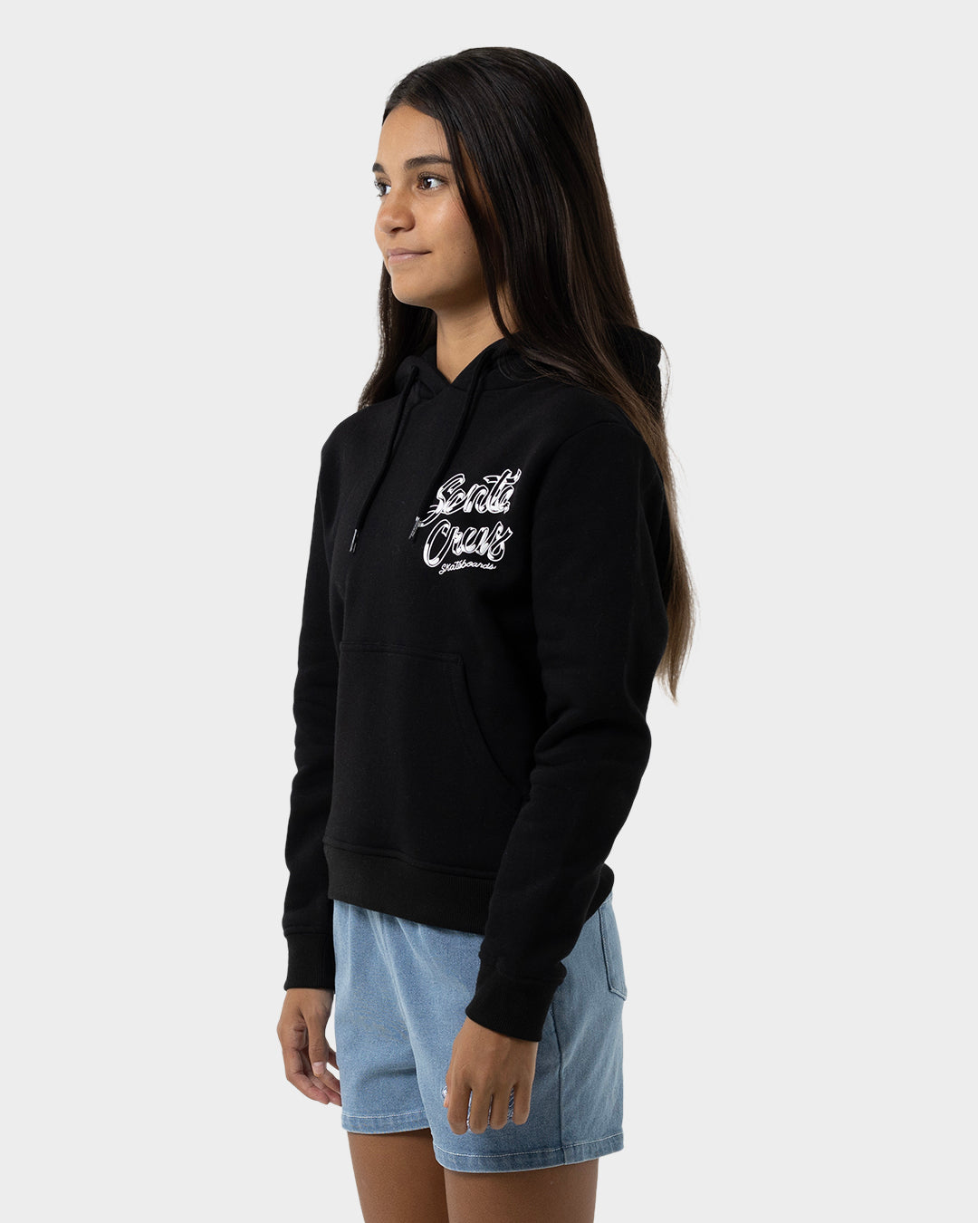 OS Ribbon Script Girls Pullover Hoodie Black