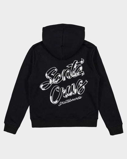 OS Ribbon Script Girls Pullover Hoodie Black