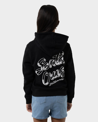 OS Ribbon Script Girls Pullover Hoodie Black