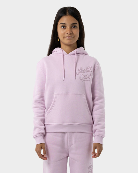 OS Ribbon Script Girls Pullover Hoodie Pink